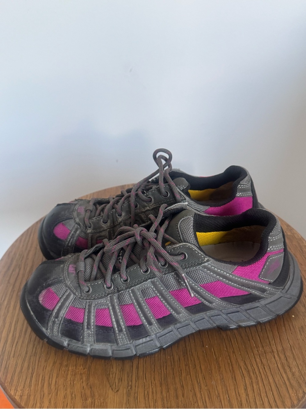 Cat Gray and Pink steel toe shoes Lace-Up Sneakers - Picture 3 of 7